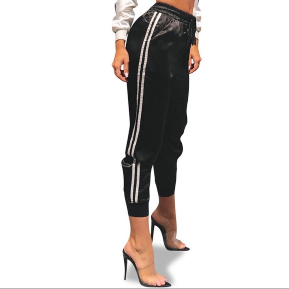 Pants - Black Satin Joggers